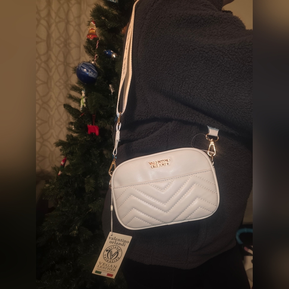 NWT Valentino Orlandi Off-White Quilted Crossbody Bag - Picture 10 of 10